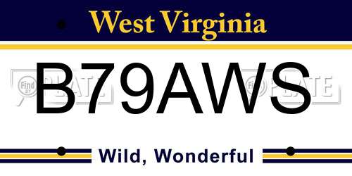 B79AWS West Virginia License Plate