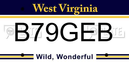 B79GEB West Virginia License Plate