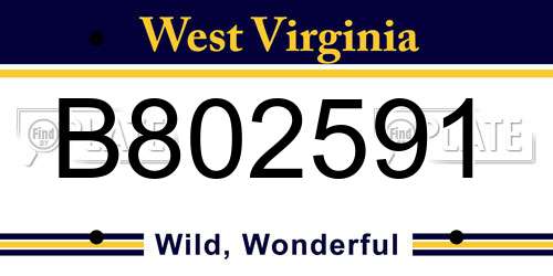 B802591 West Virginia License Plate