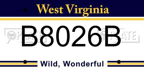 B8026B West Virginia License Plate
