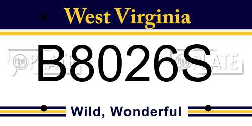 B8026S West Virginia License Plate