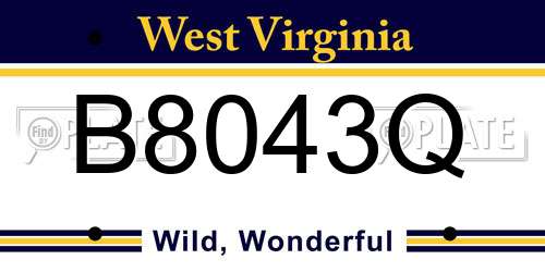 B8043Q West Virginia License Plate