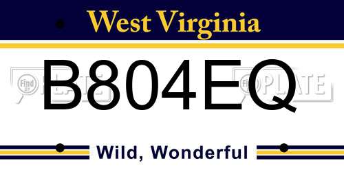 B804EQ West Virginia License Plate