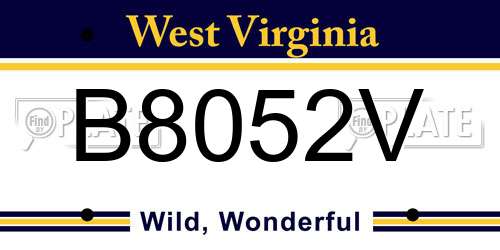 B8052V West Virginia License Plate
