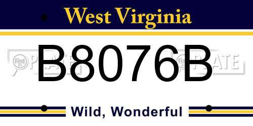 B8076B West Virginia License Plate