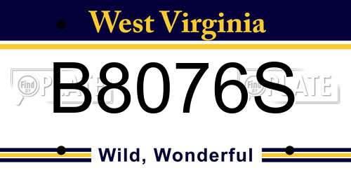 B8076S West Virginia License Plate