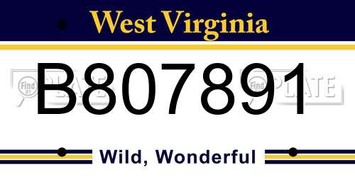 B807891 West Virginia License Plate