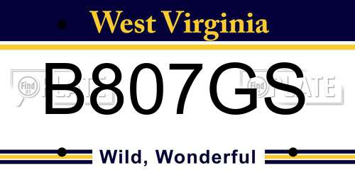 B807GS West Virginia License Plate