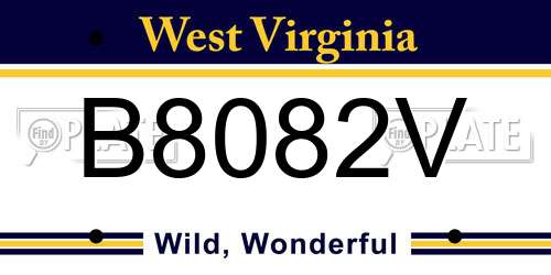 B8082V West Virginia License Plate