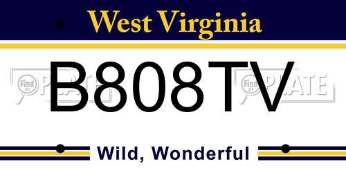 B808TV West Virginia License Plate