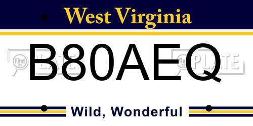 B80AEQ West Virginia License Plate