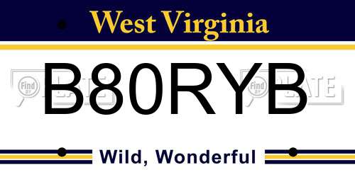 B80RYB West Virginia License Plate