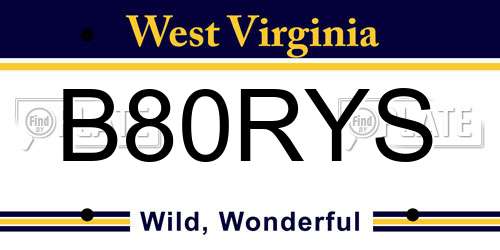 B80RYS West Virginia License Plate
