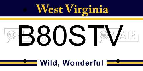 B80STV West Virginia License Plate