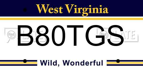 B80TGS West Virginia License Plate