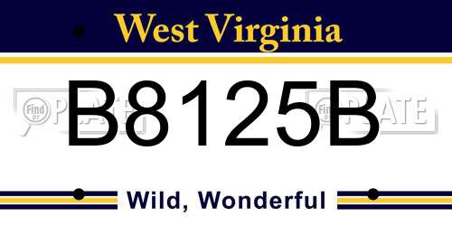 B8125B West Virginia License Plate