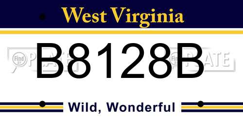 B8128B West Virginia License Plate