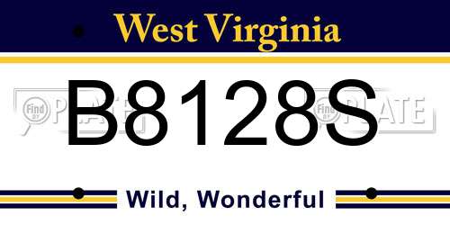 B8128S West Virginia License Plate