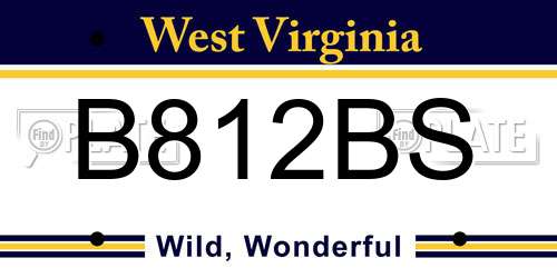 B812BS West Virginia License Plate