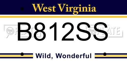 B812SS West Virginia License Plate