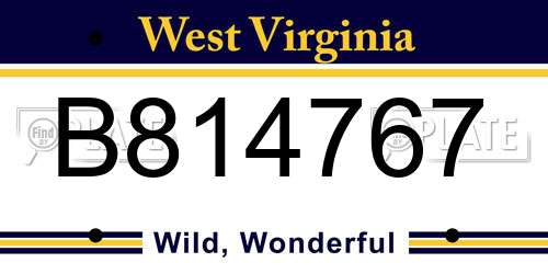 B814767 West Virginia License Plate