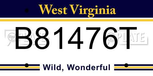 B81476T West Virginia License Plate