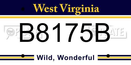 B8175B West Virginia License Plate