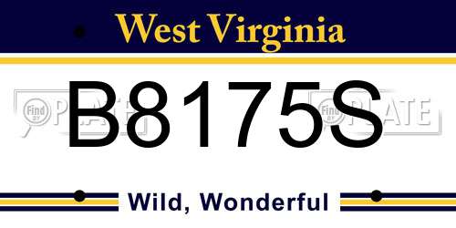 B8175S West Virginia License Plate