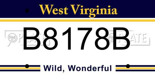 B8178B West Virginia License Plate