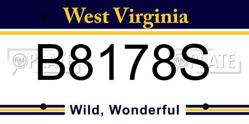 B8178S West Virginia License Plate
