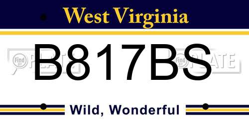 B817BS West Virginia License Plate