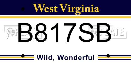 B817SB West Virginia License Plate