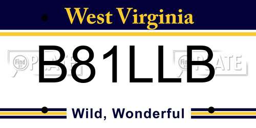 B81LLB West Virginia License Plate