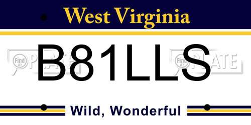 B81LLS West Virginia License Plate