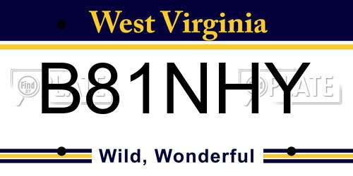 B81NHY West Virginia License Plate