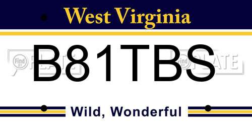 B81TBS West Virginia License Plate