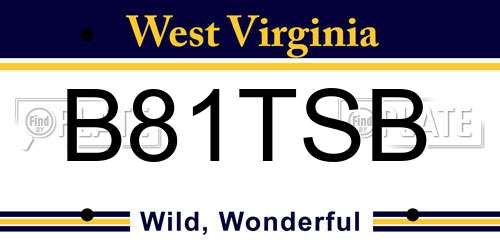 B81TSB West Virginia License Plate
