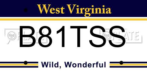 B81TSS West Virginia License Plate
