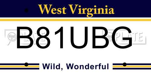B81UBG West Virginia License Plate