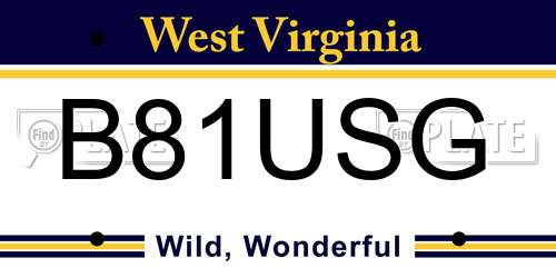 B81USG West Virginia License Plate