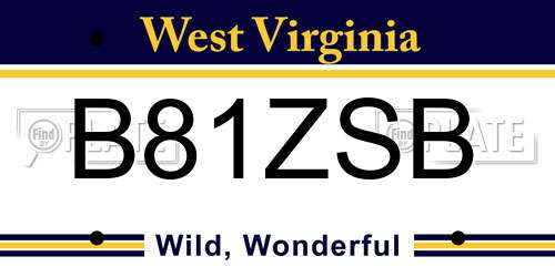 B81ZSB West Virginia License Plate