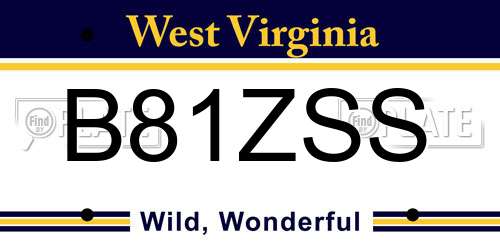 B81ZSS West Virginia License Plate