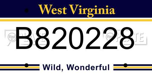 B820228 West Virginia License Plate