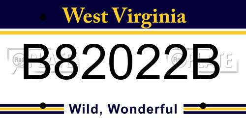 B82022B West Virginia License Plate