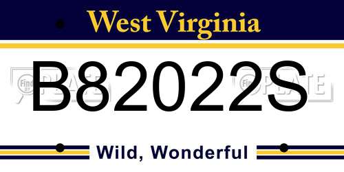 B82022S West Virginia License Plate