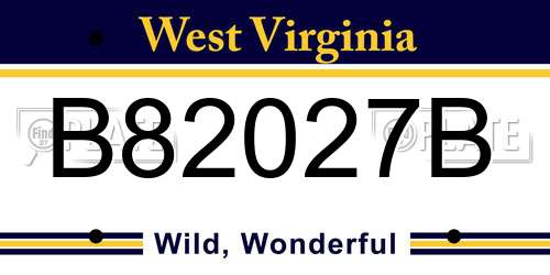 B82027B West Virginia License Plate