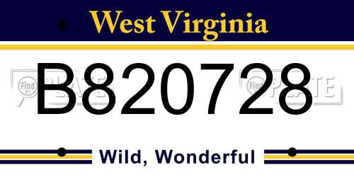 B820728 West Virginia License Plate