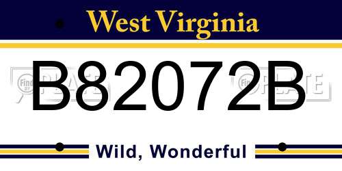 B82072B West Virginia License Plate