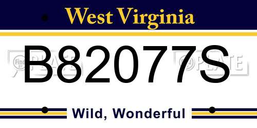 B82077S West Virginia License Plate