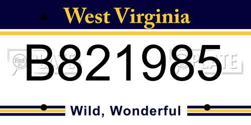 B821985 West Virginia License Plate